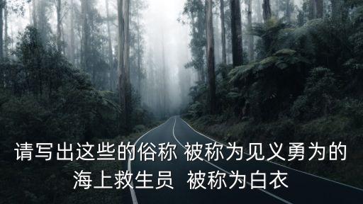 請寫出這些的俗稱 被稱為見義勇為的海上救生員  被稱為白衣