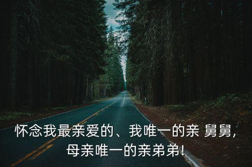 懷念我最親愛的、我唯一的親 舅舅,母親唯一的親弟弟!