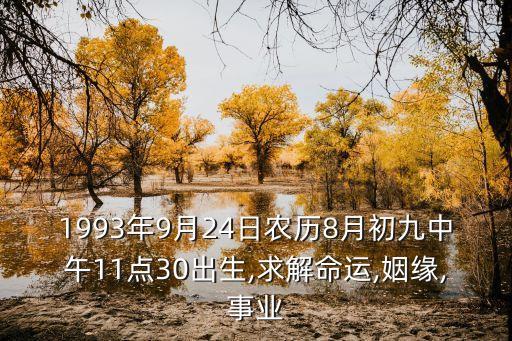 1993年9月24日農歷8月初九中午11點30出生,求解命運,姻緣,事業