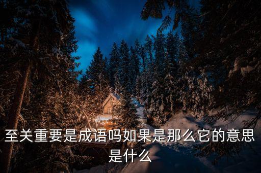 至關(guān)重要是成語嗎如果是那么它的意思是什么
