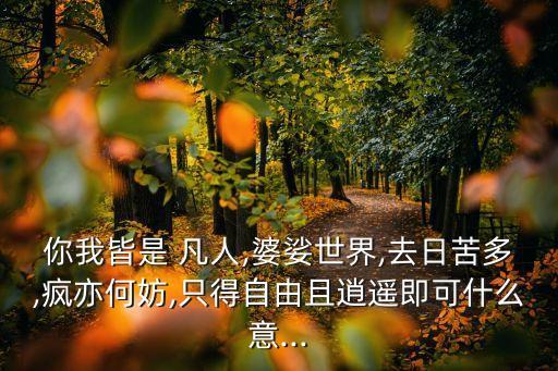 你我皆是 凡人,婆娑世界,去日苦多,瘋亦何妨,只得自由且逍遙即可什么意...