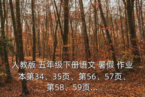 人教版 五年級下冊語文 暑假 作業本第34、35頁、第56、57頁、第58、59頁...