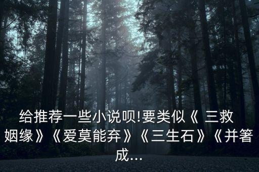 給推薦一些小說唄!要類似《 三救 姻緣》《愛莫能棄》《三生石》《并箸成...