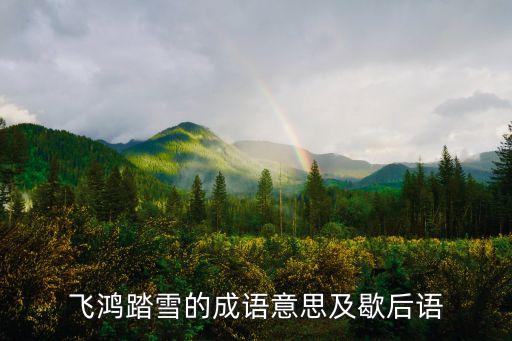 飛鴻踏雪的成語(yǔ)意思及歇后語(yǔ)