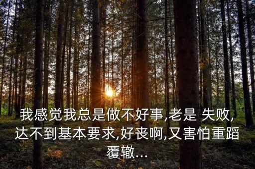 我感覺我總是做不好事,老是 失敗,達不到基本要求,好喪啊,又害怕重蹈覆轍...