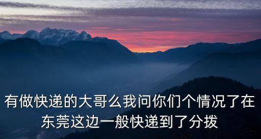 有做快遞的大哥么我問你們個情況了在東莞這邊一般快遞到了分撥