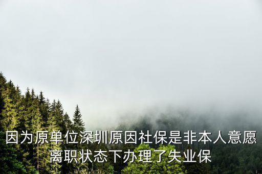 因為原單位深圳原因社保是非本人意愿離職狀態下辦理了失業保