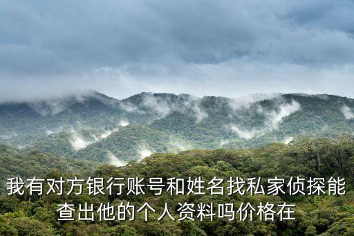 深圳偵探找人多少錢，我有對方銀行賬號和姓名找私家偵探能查出他的個人資料嗎價格在