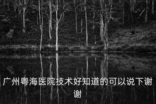 廣州粵海醫院技術好知道的可以說下謝謝