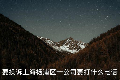 要投訴上海楊浦區一公司要打什么電話