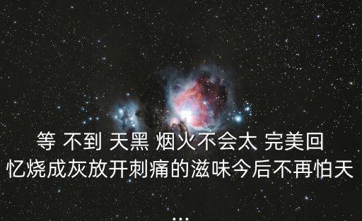 等 不到 天黑 煙火不會太 完美回憶燒成灰放開刺痛的滋味今后不再怕天...