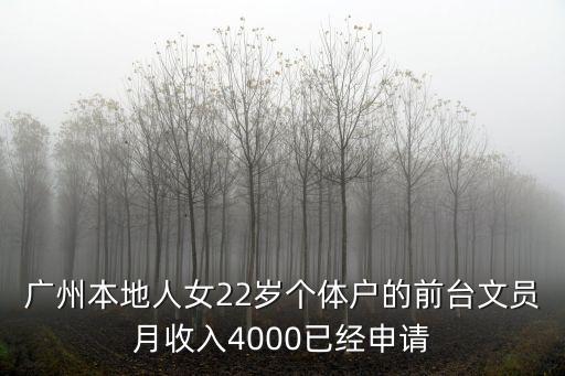 廣州本地人女22歲個體戶的前臺文員月收入4000已經(jīng)申請