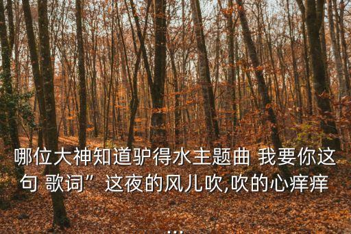 哪位大神知道驢得水主題曲 我要你這句 歌詞”這夜的風兒吹,吹的心癢癢...