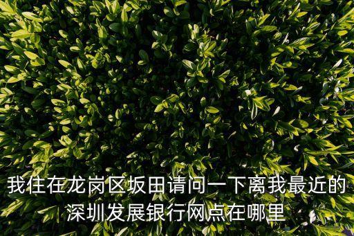 家在深圳 坂田，我住在龍崗區(qū)坂田請(qǐng)問(wèn)一下離我最近的深圳發(fā)展銀行網(wǎng)點(diǎn)在哪里