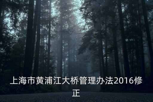 上海市黃浦江大橋管理辦法2016修正