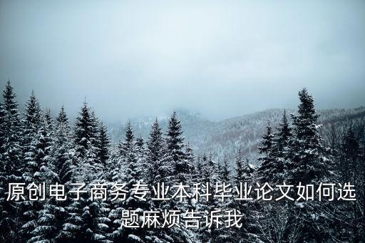 原創(chuàng)電子商務(wù)專業(yè)本科畢業(yè)論文如何選題麻煩告訴我