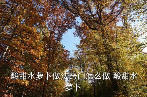  酸甜水蘿卜做法竅門怎么做 酸甜水蘿卜