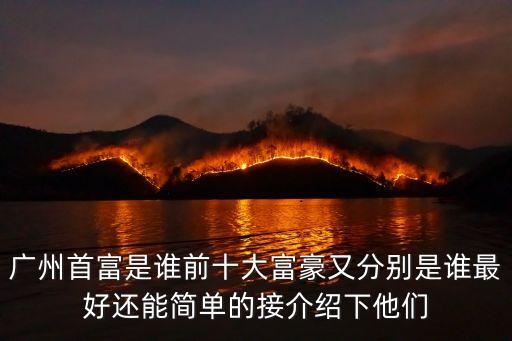 廣州首富是誰前十大富豪又分別是誰最好還能簡單的接介紹下他們
