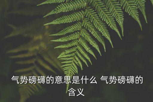 氣勢磅礴,氣勢磅礴:氣勢宏偉壯大