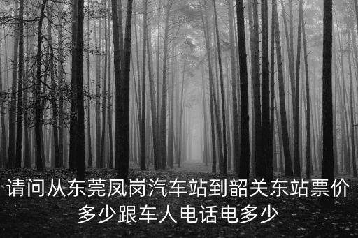請問從東莞鳳崗汽車站到韶關東站票價多少跟車人電話電多少