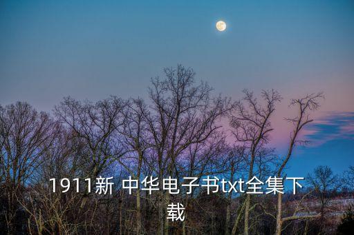 1911新 中華電子書txt全集下載