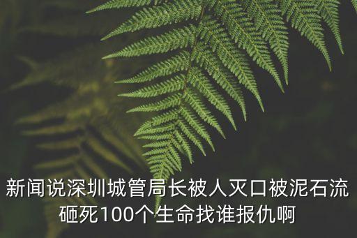 深圳國土陳海銘，新聞說深圳城管局長被人滅口被泥石流砸死100個生命找誰報仇啊