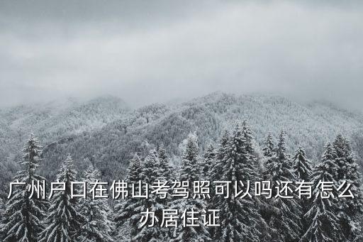廣州戶口在佛山考駕照可以嗎還有怎么辦居住證