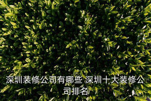 深圳裝修公司有哪些 深圳十大裝修公司排名