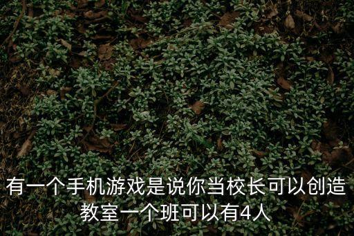 有一個手機游戲是說你當校長可以創造教室一個班可以有4人