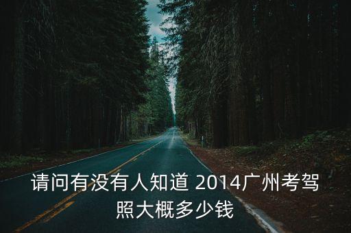請問有沒有人知道 2014廣州考駕照大概多少錢