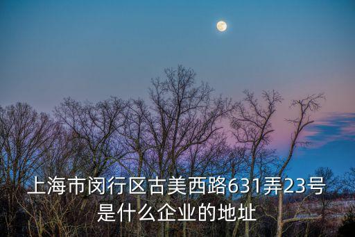 上海市閔行區古美西路631弄23號是什么企業的地址