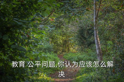  教育 公平問題,你認為應該怎么解決