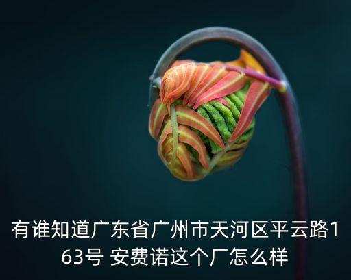 有誰知道廣東省廣州市天河區(qū)平云路163號 安費諾這個廠怎么樣