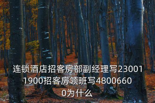 連鎖酒店招客房部副經(jīng)理寫(xiě)230011900招客房領(lǐng)班寫(xiě)48006600為什么