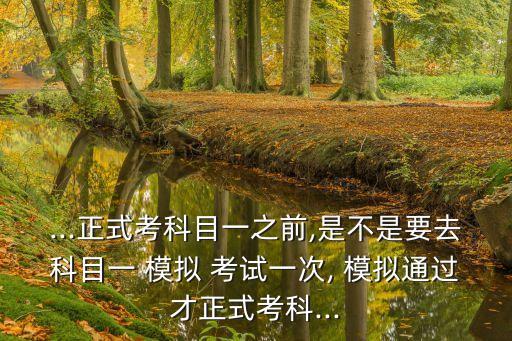 ...正式考科目一之前,是不是要去科目一 模擬 考試一次, 模擬通過才正式考科...