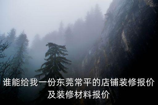 誰能給我一份東莞常平的店鋪裝修報價及裝修材料報價