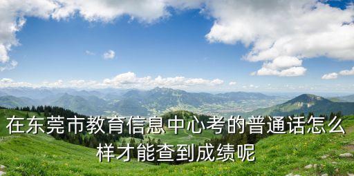 在東莞市教育信息中心考的普通話怎么樣才能查到成績呢