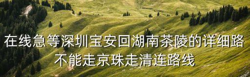 在線急等深圳寶安回湖南茶陵的詳細路不能走京珠走清連路線