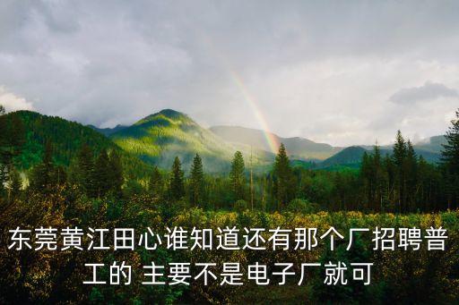 東莞黃江田心聚龍工業區多廠嗎，東莞黃江田心誰知道還有那個廠招聘普工的 主要不是電子廠就可