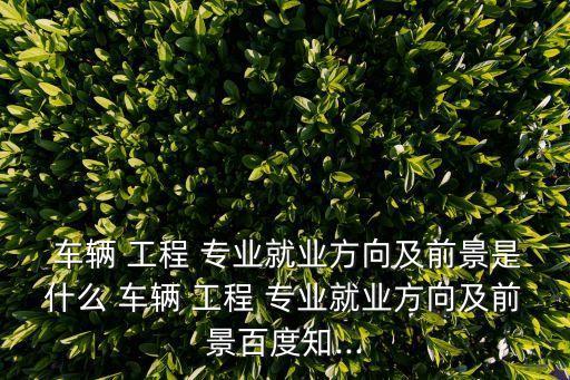  車輛 工程 專業就業方向及前景是什么 車輛 工程 專業就業方向及前景百度知...