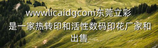 wwwlicaidgcom東莞立彩 是一家熱轉(zhuǎn)印和活性數(shù)碼印花廠家和出售