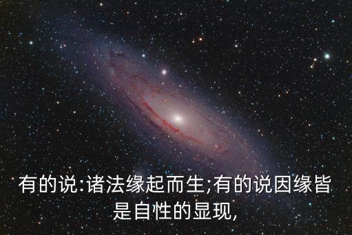 有的說:諸法緣起而生;有的說因緣皆是自性的顯現,