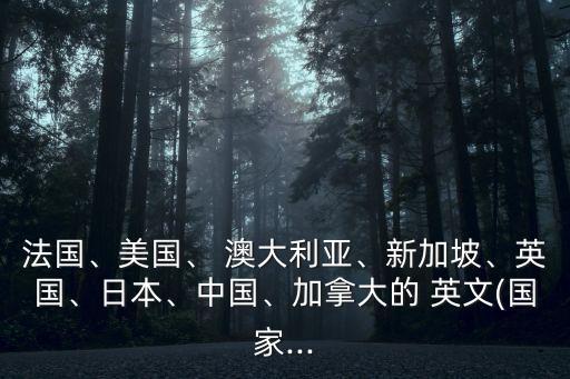 法國、美國、 澳大利亞、新加坡、英國、日本、中國、加拿大的 英文(國家...