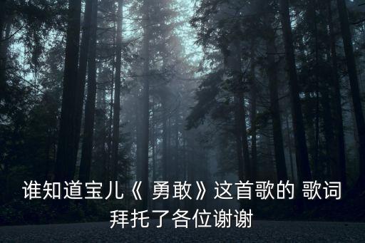 誰知道寶兒《 勇敢》這首歌的 歌詞拜托了各位謝謝
