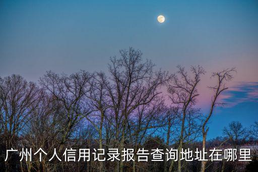 廣州個人信用記錄報告查詢地址在哪里