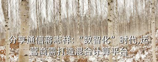分享通信蔣志祥:“數智化”時代,運營商需打造混合計算平臺