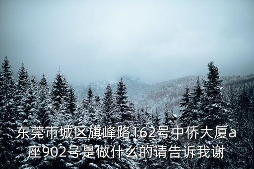 東莞市凱利仕有限公司，東莞市城區旗峰路162號中僑大廈a座902號是做什么的請告訴我謝