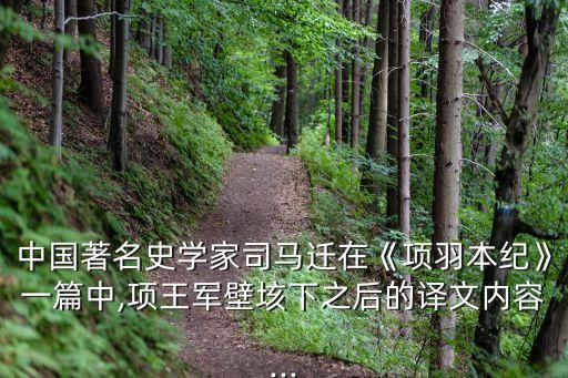 中國著名史學家司馬遷在《項羽本紀》一篇中,項王軍壁垓下之后的譯文內容...