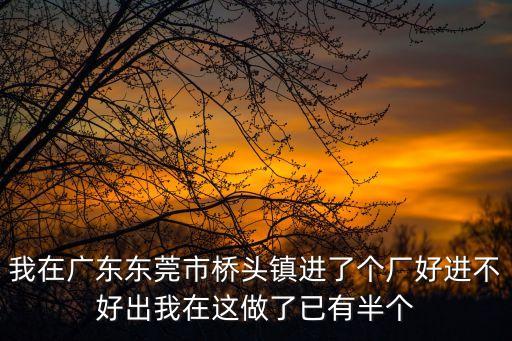 我在廣東東莞市橋頭鎮進了個廠好進不好出我在這做了已有半個