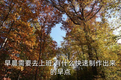 早晨需要去上班,有什么快速制作出來的早點